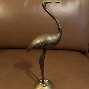 Vintage Solid Brass Heron/Crane Sculpture
